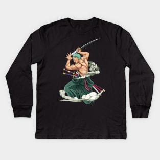 Zoro one piece anime Kids Long Sleeve T-Shirt